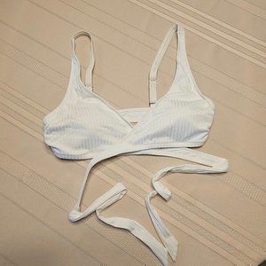 New White Wrap Sash Bikini Top-L